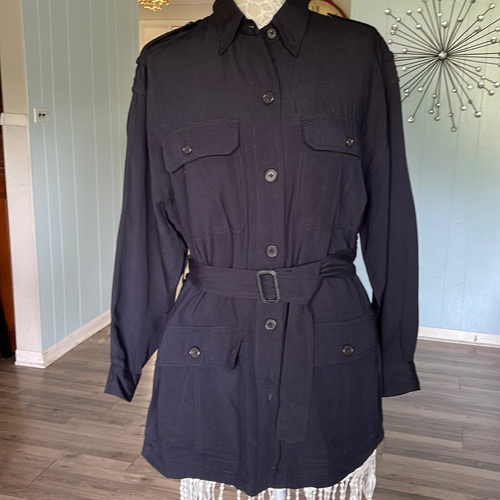 Calvin Klein Sport rayon black belted utility top